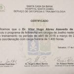 Dr Vitor Hugo Abreu Joelho Certificado Santa casa da Bahia