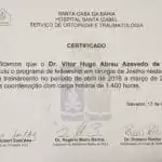Dr Vitor Hugo Abreu Joelho Certificado Santa casa da Bahia